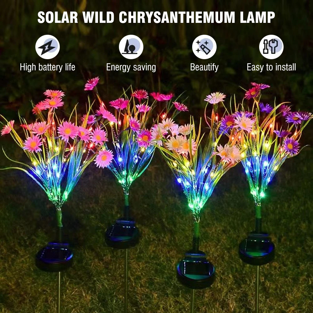 Solar Garden Lights LED Flower Stake Lamp Outdoor Yard Waterproof