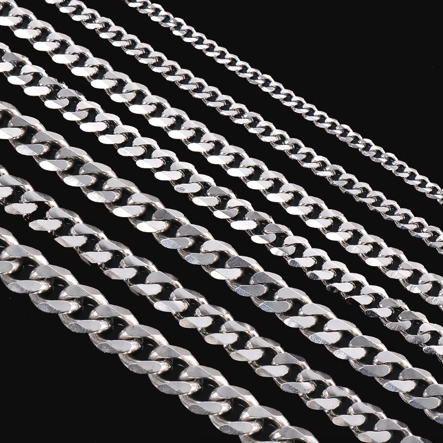 Stainless Steel Gold Silver Chain Cuban Curb Womens Mens Necklace