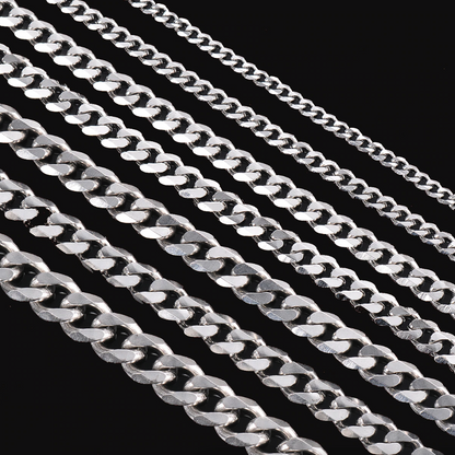 Stainless Steel Gold Silver Chain Cuban Curb Womens Mens Necklace