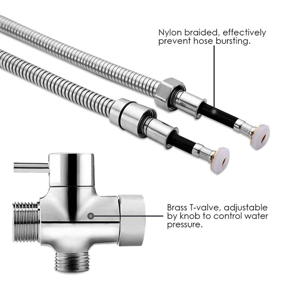 Toilet Shattaf Adapter Hose Bidet Spray Stainless Steel Handheld