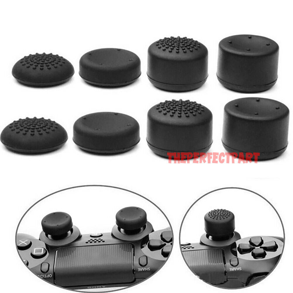 8Pcs Black Silicone Thumb Stick Grip Cover Caps For PS4 & Xbox One