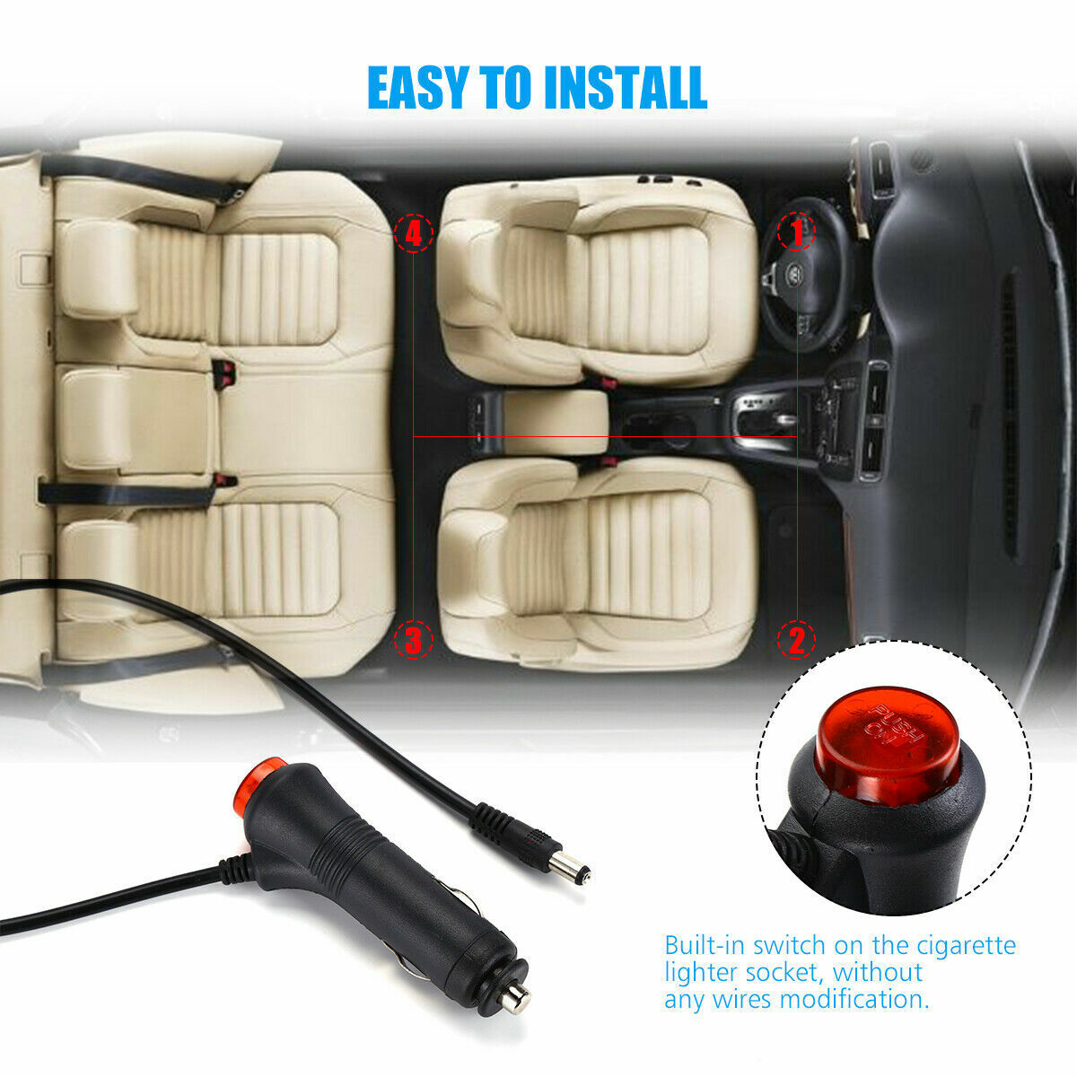 4X 48LED RGB Car Interior Atmosphere Light Strip Bar Bluetooth APP