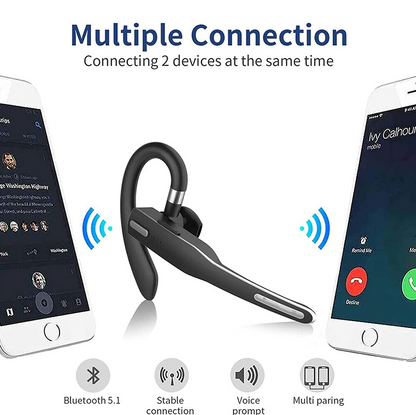 Trucker Wireless Headset Bluetooth 5.1 Earpiece Dual Mic Earbud Noise