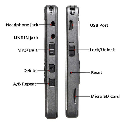 64GB Rechargeable LCD Digital Audio Sound Voice Recorder Dictaphone