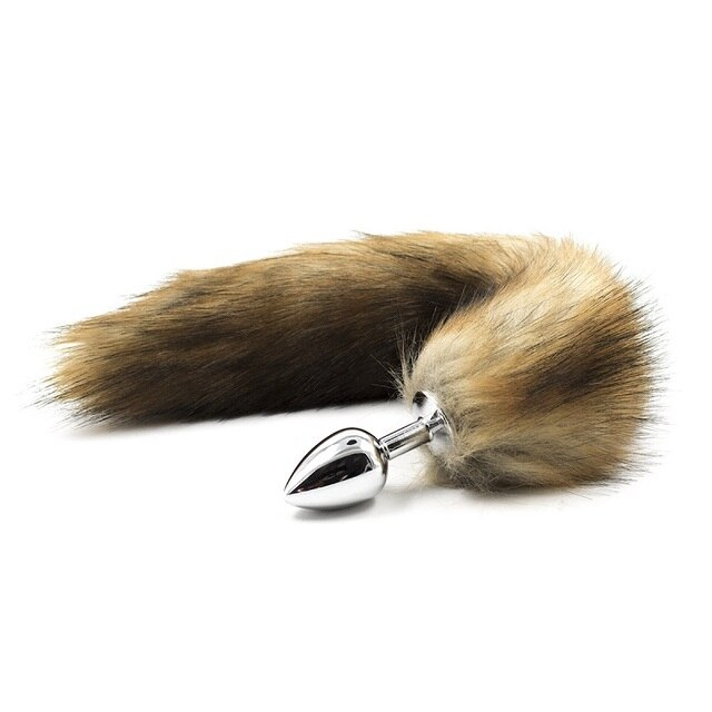 False Fox Tail With Metal Anal-Butt Plug Buttplug Cosplay Game Toy