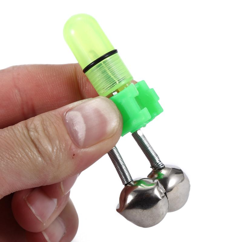 10/40 PC LED Night Fishing Bite Bait Alarm 2 Bells Light Rod Tip Clip