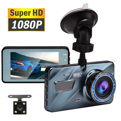 Touch Screen Dash Cam 4" 1080P Dual Lens Car DVR Recorder Front And
