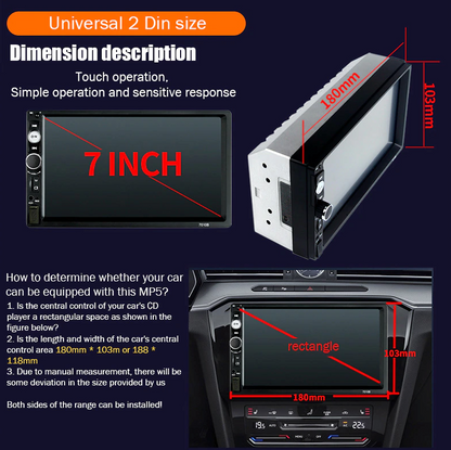 7" Double 2 DIN Car MP5 Player Bluetooth Touch Screen Stereo Radio