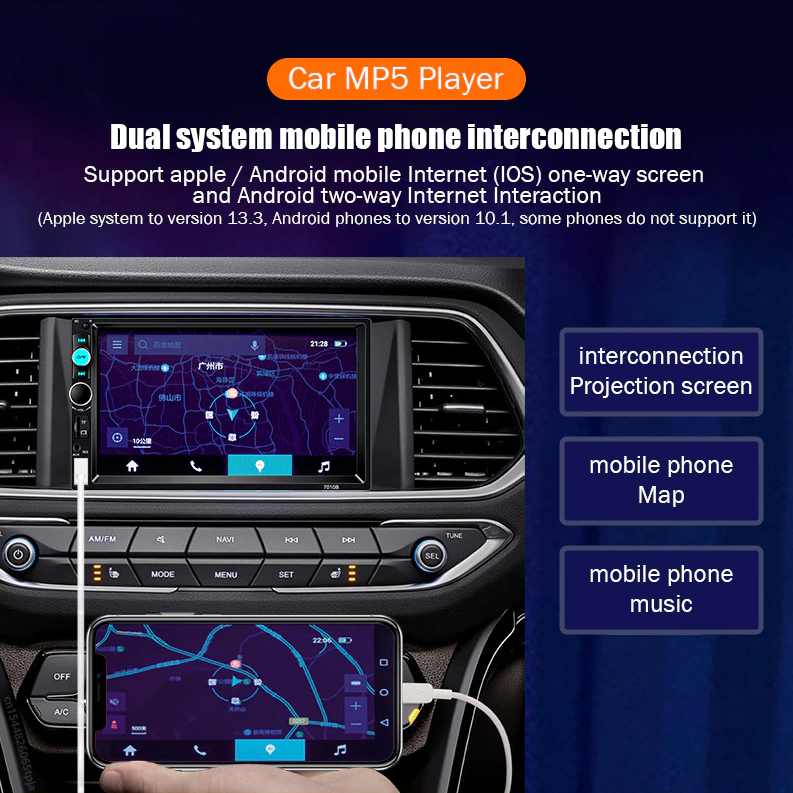7" Double 2 DIN Car MP5 Player Bluetooth Touch Screen Stereo Radio