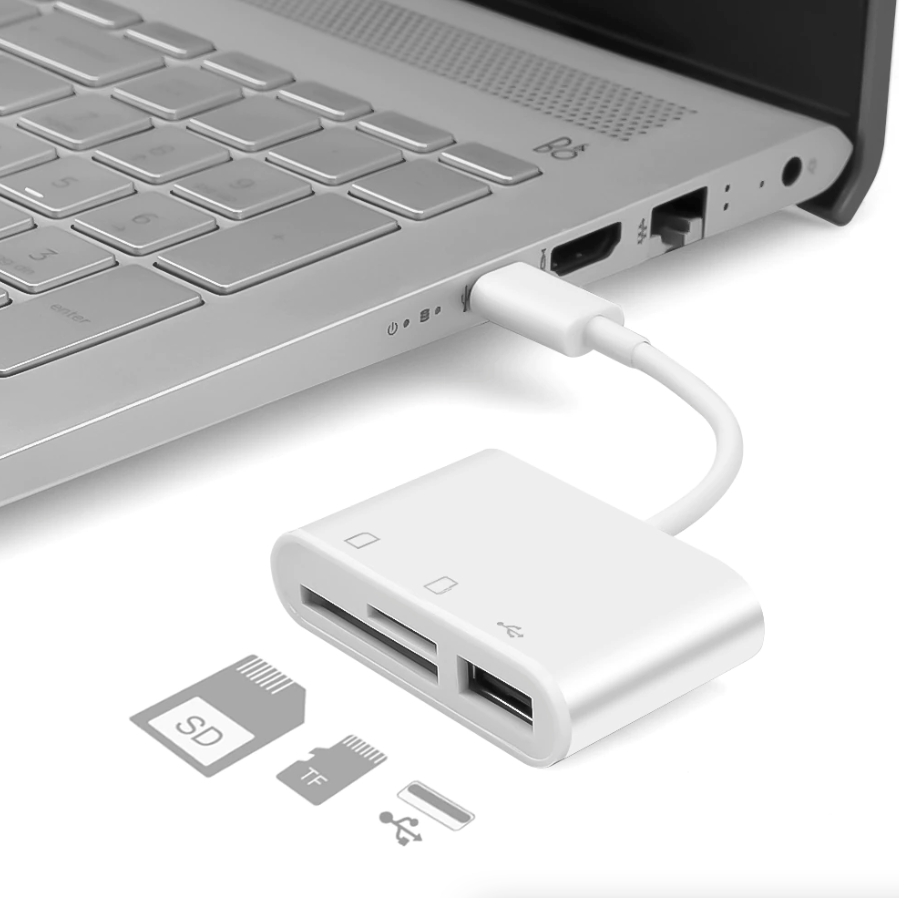 USB C 3 in 1 Hub Converter Type-C Adapter SD Card Reader For MacBook