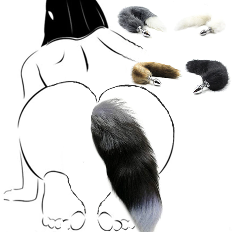 False Fox Tail With Metal Anal-Butt Plug Buttplug Cosplay Game Toy