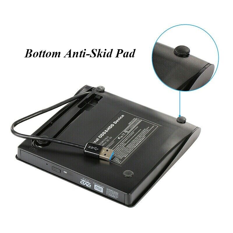 Slim External CD DVD RW Drive USB 3.0 Writer Burner Player Black For