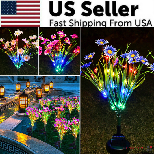 Solar Garden Lights LED Flower Stake Lamp Outdoor Yard Waterproof