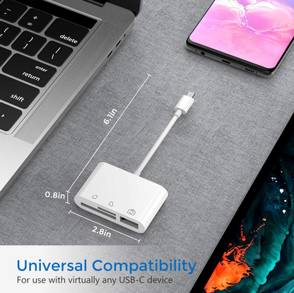 USB C 3 in 1 Hub Converter Type-C Adapter SD Card Reader For MacBook