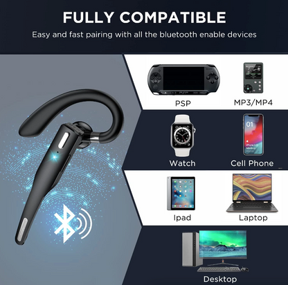 Trucker Wireless Headset Bluetooth 5.1 Earpiece Dual Mic Earbud Noise