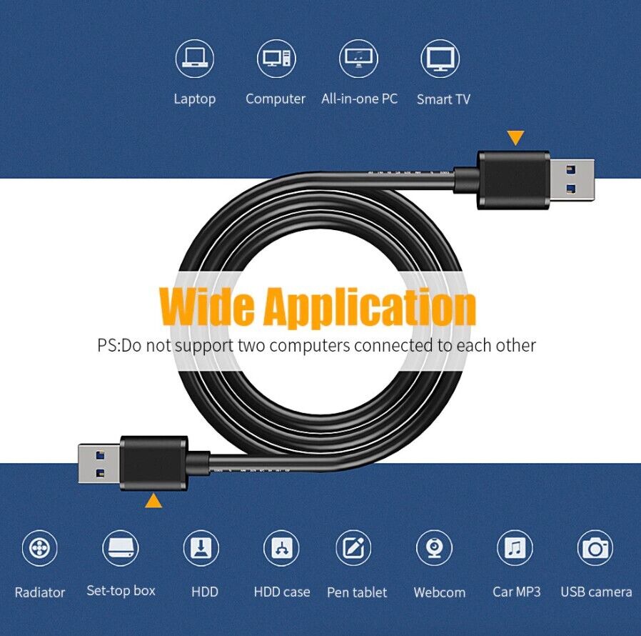 USB 3.0 A Male to A Male Cable Data Transfer Super Speed Power Charger