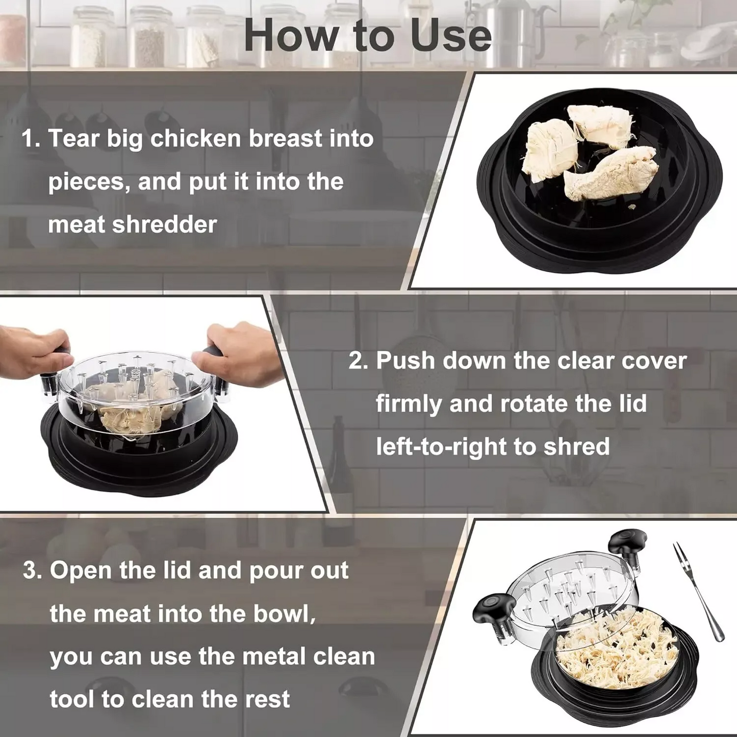 Large Chicken Shredder Tool Twist Meat Shredding Grinder Handles