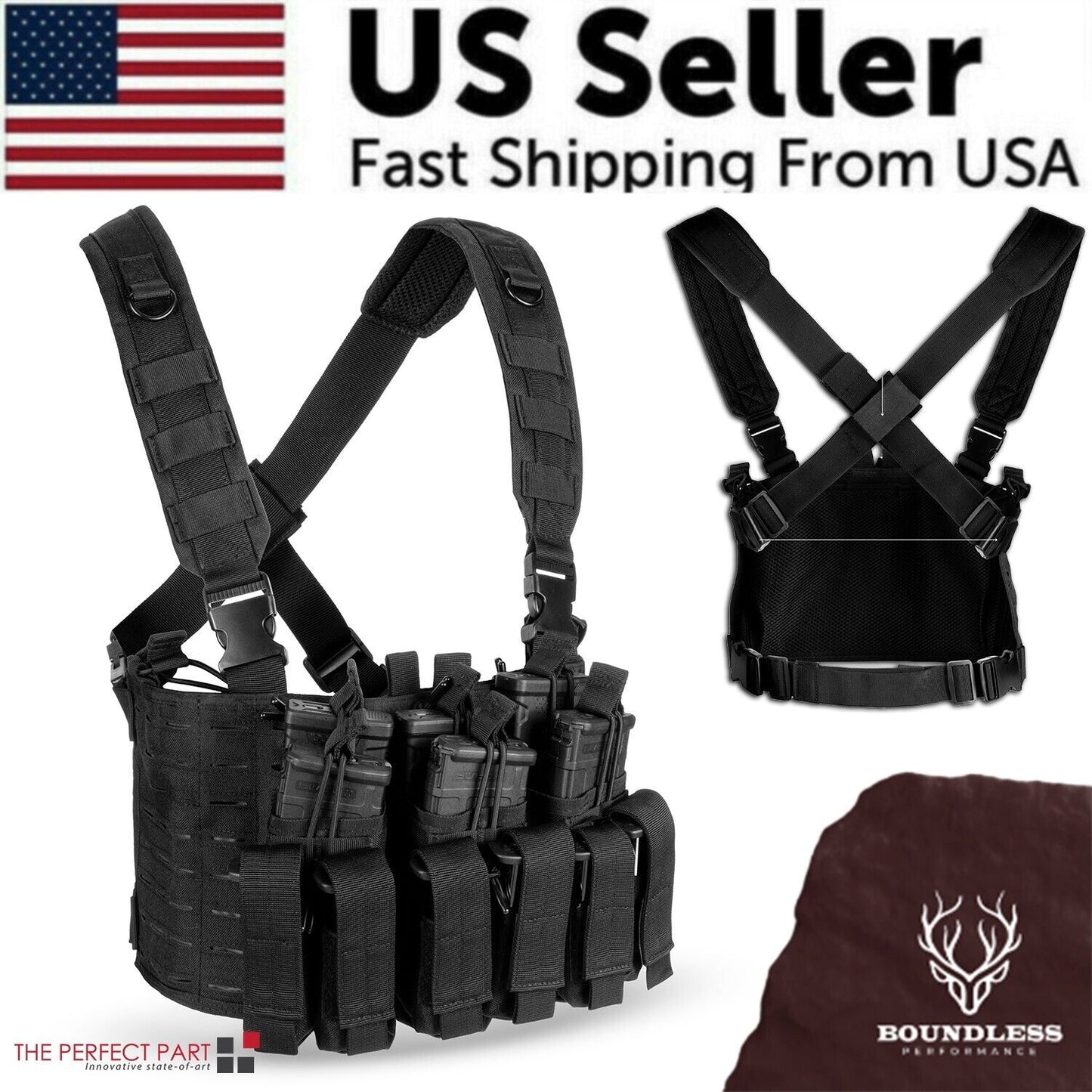 Tactical Chest Rig Vest Kangaroo Magazine Pouch Military Recon Harness