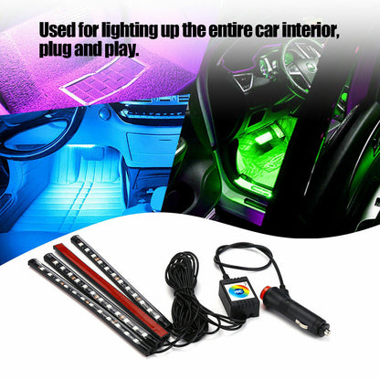 4X 48LED RGB Car Interior Atmosphere Light Strip Bar Bluetooth APP