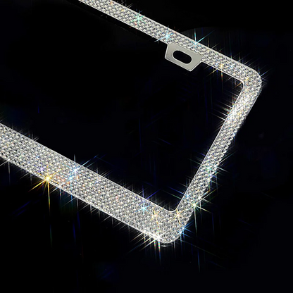 2PCS Bling License Plate Frame Glitter Crystal Sparkling Rhinestone