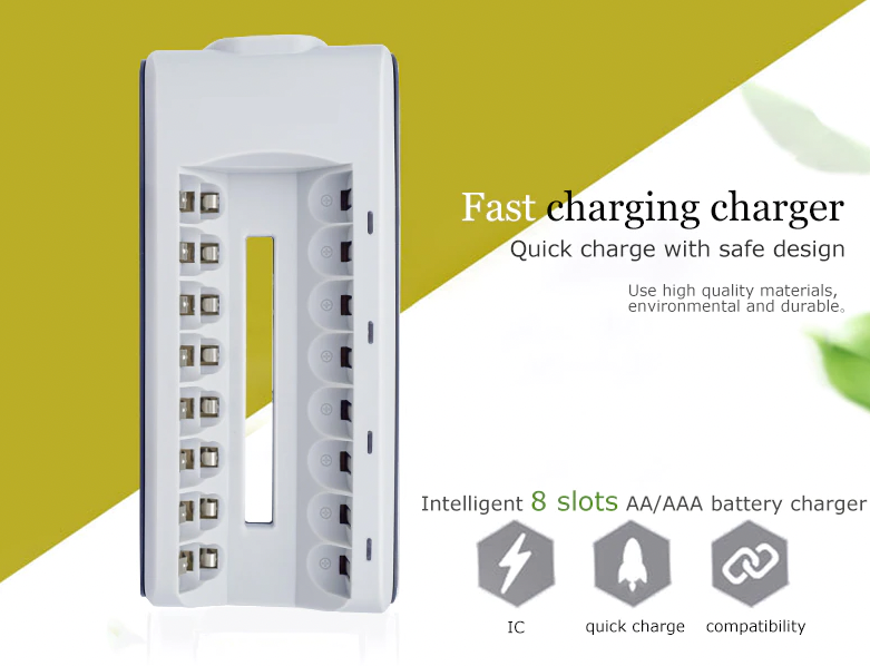8 Slot Battery Charger For Ni-MH Ni-CD AA AAA Rechargeable Batteries