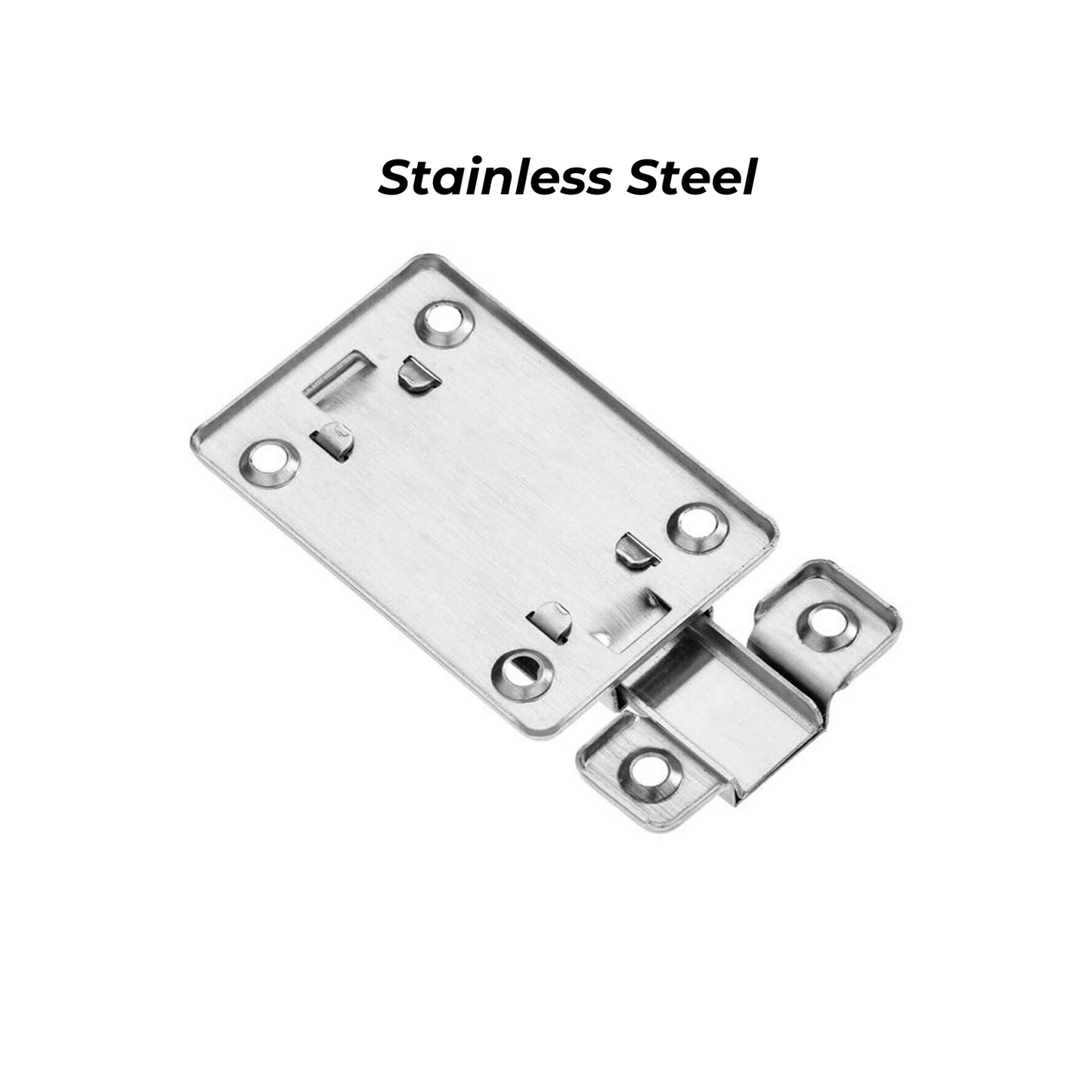 2Pcs Stainless Steel Latch Sliding Silver Doors Lock Keyless Door Bolt