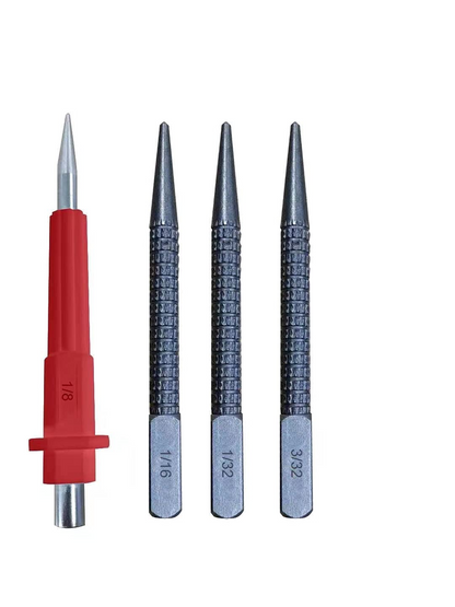 4 Piece Nail Setter & Center Punch Set 4" Wood Metal Super Impact