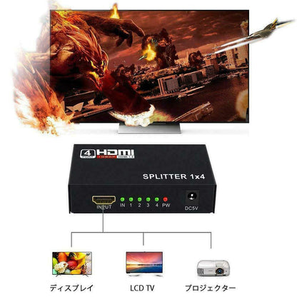 4 Port HDMI 4K Hub Multi Splitter & Amplifier For 3D HDTV 1080P 1X4 1