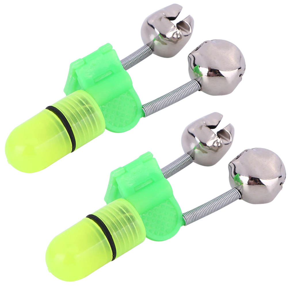 10/40 PC LED Night Fishing Bite Bait Alarm 2 Bells Light Rod Tip Clip