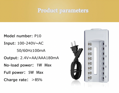 8 Slot Battery Charger For Ni-MH Ni-CD AA AAA Rechargeable Batteries