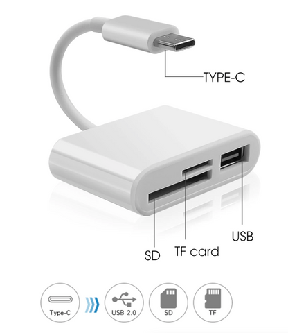 USB C 3 in 1 Hub Converter Type-C Adapter SD Card Reader For MacBook