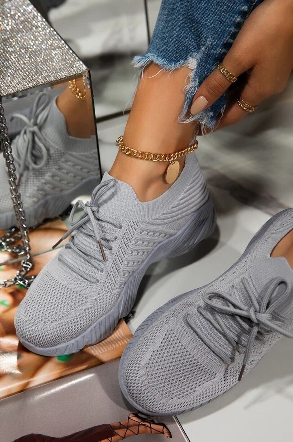 Womens Running Trainers Ladies Sneakers Slip On Walking Gym Comfy