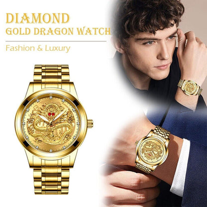 Business Gift Waterproof Gold Men's Diamond Quartz Watch Classic