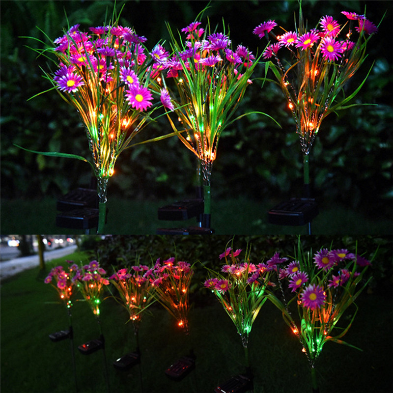 Solar Garden Lights LED Flower Stake Lamp Outdoor Yard Waterproof