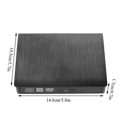 Slim External CD DVD RW Drive USB 3.0 Writer Burner Player Black For