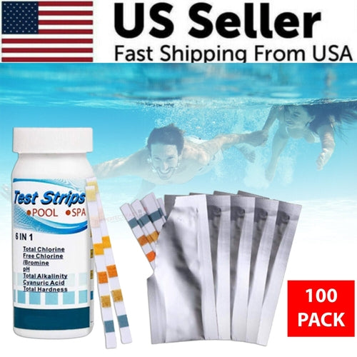 6 IN 1 Chlorine Dip Test Strips Hot Tub SPA Swimming Pool PH Tester