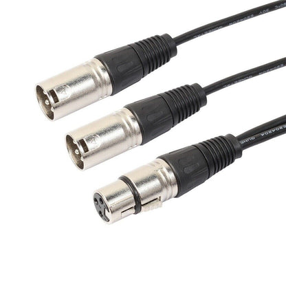 3Pin XLR Female Jack To Dual 2 Male Plug Y Splitter Cable Adapter