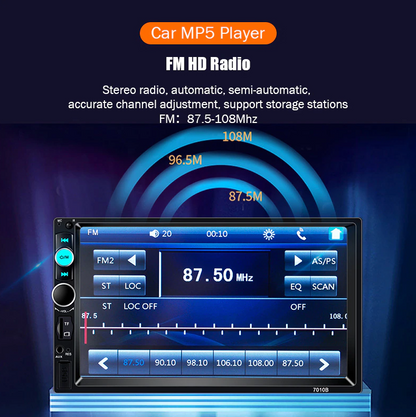 7" Double 2 DIN Car MP5 Player Bluetooth Touch Screen Stereo Radio