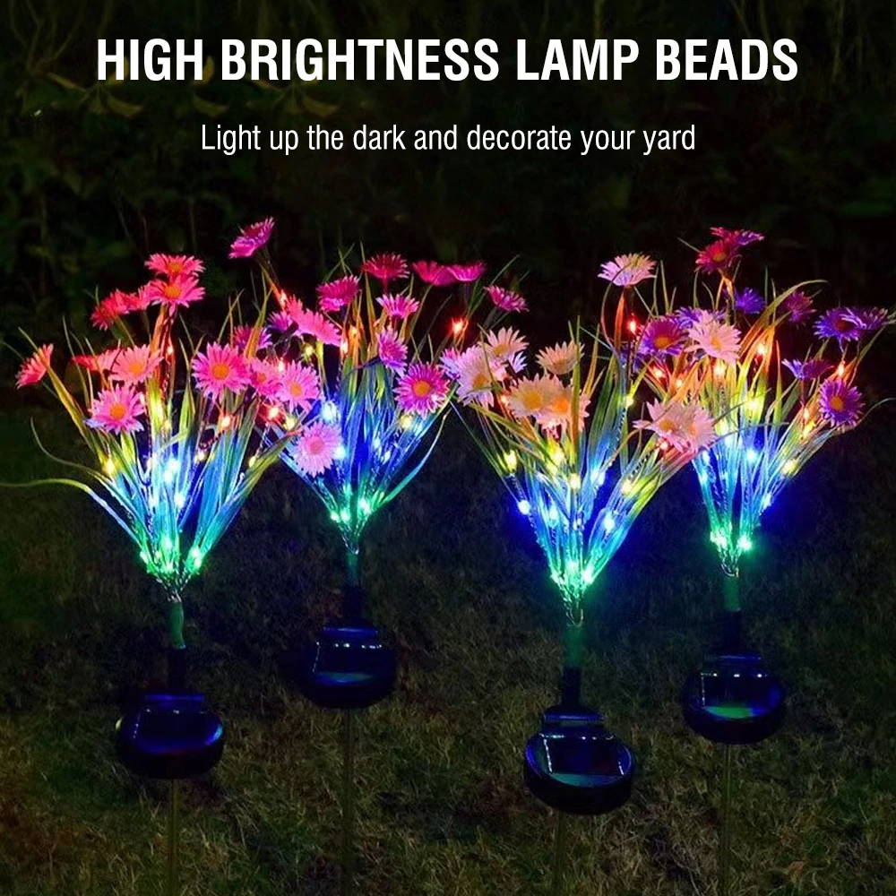 Solar Garden Lights LED Flower Stake Lamp Outdoor Yard Waterproof
