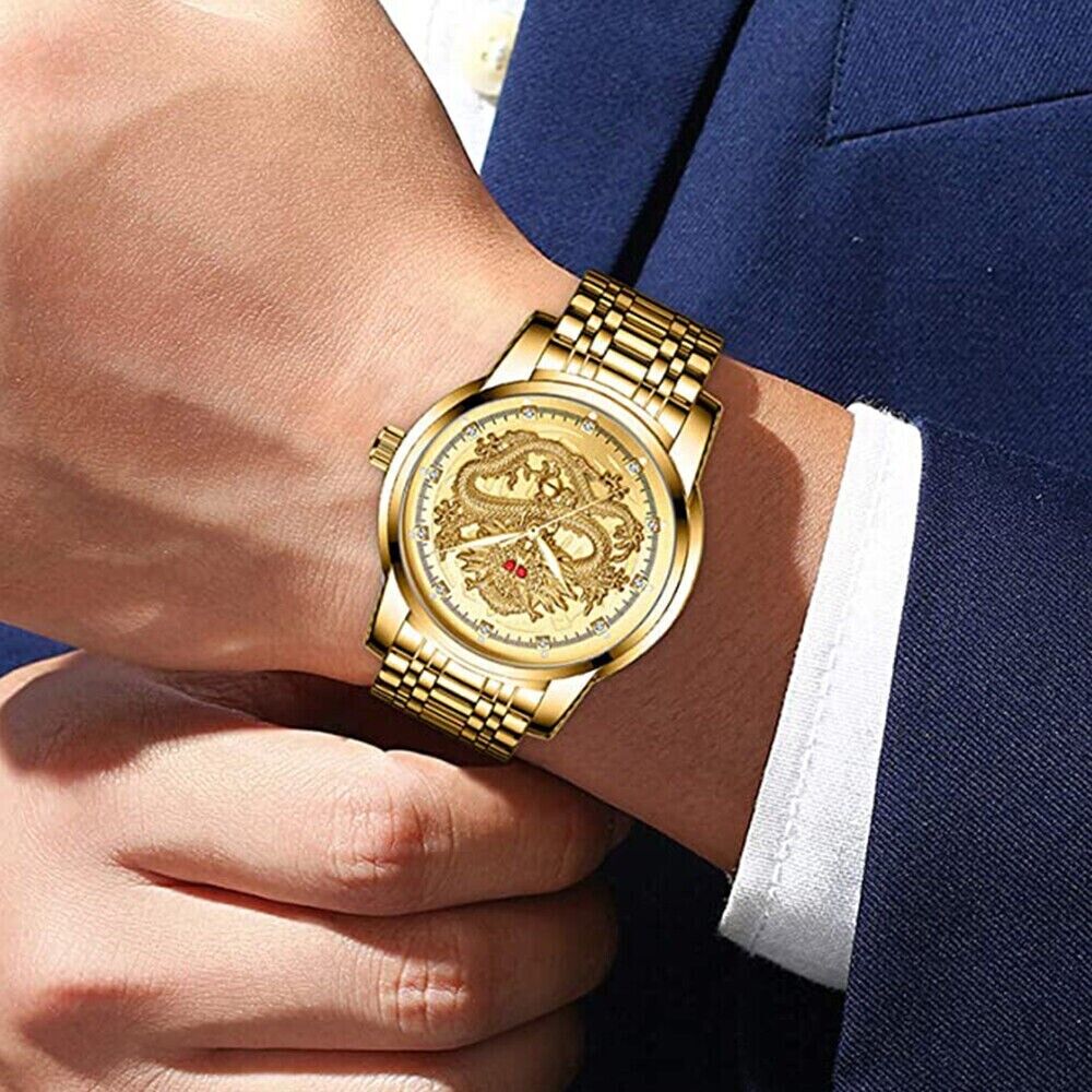 Business Gift Waterproof Gold Men's Diamond Quartz Watch Classic