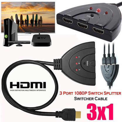3 Port HDMI Splitter Cable 1080/4K Switch Switcher HUB Adapter for
