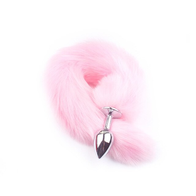 False Fox Tail With Metal Anal-Butt Plug Buttplug Cosplay Game Toy