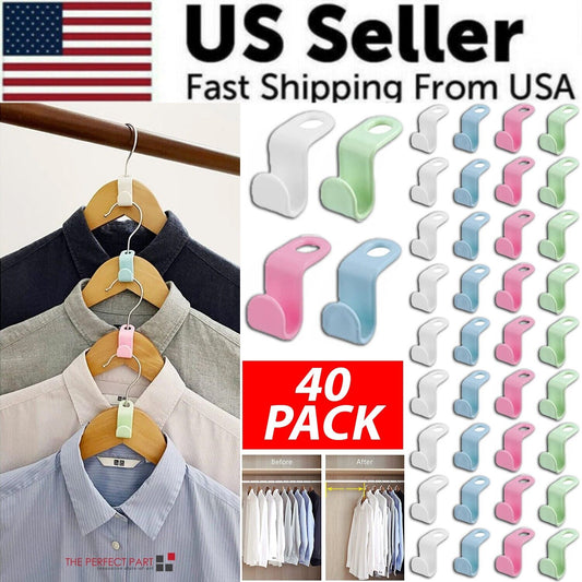 40 PCS Clothes Hanger Connector Hooks Closet Hangers Organizer Space