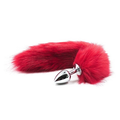 False Fox Tail With Metal Anal-Butt Plug Buttplug Cosplay Game Toy