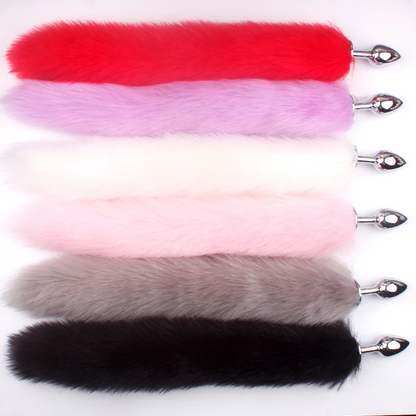 False Fox Tail With Metal Anal-Butt Plug Buttplug Cosplay Game Toy