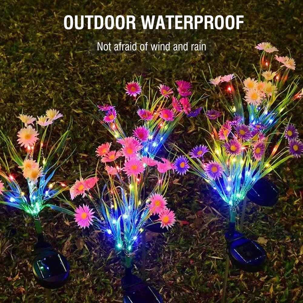 Solar Garden Lights LED Flower Stake Lamp Outdoor Yard Waterproof