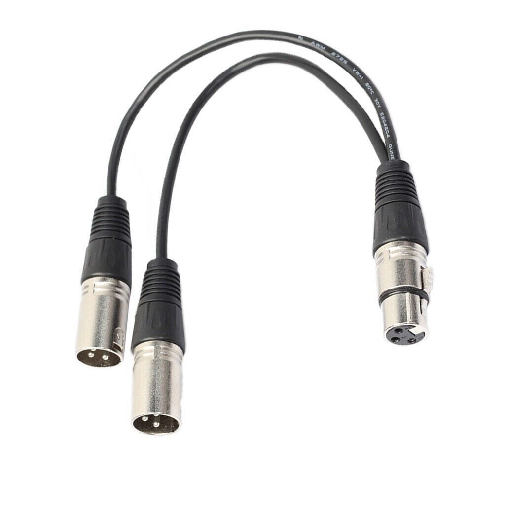 3Pin XLR Female Jack To Dual 2 Male Plug Y Splitter Cable Adapter