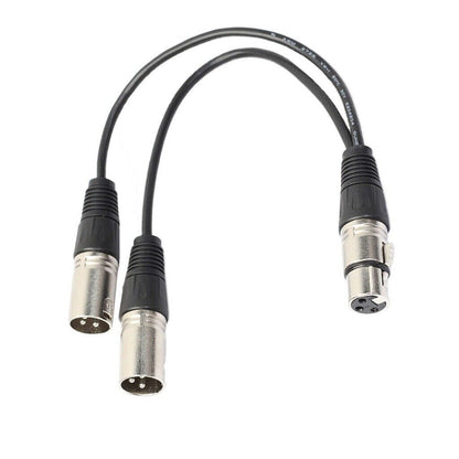 3Pin XLR Female Jack To Dual 2 Male Plug Y Splitter Cable Adapter