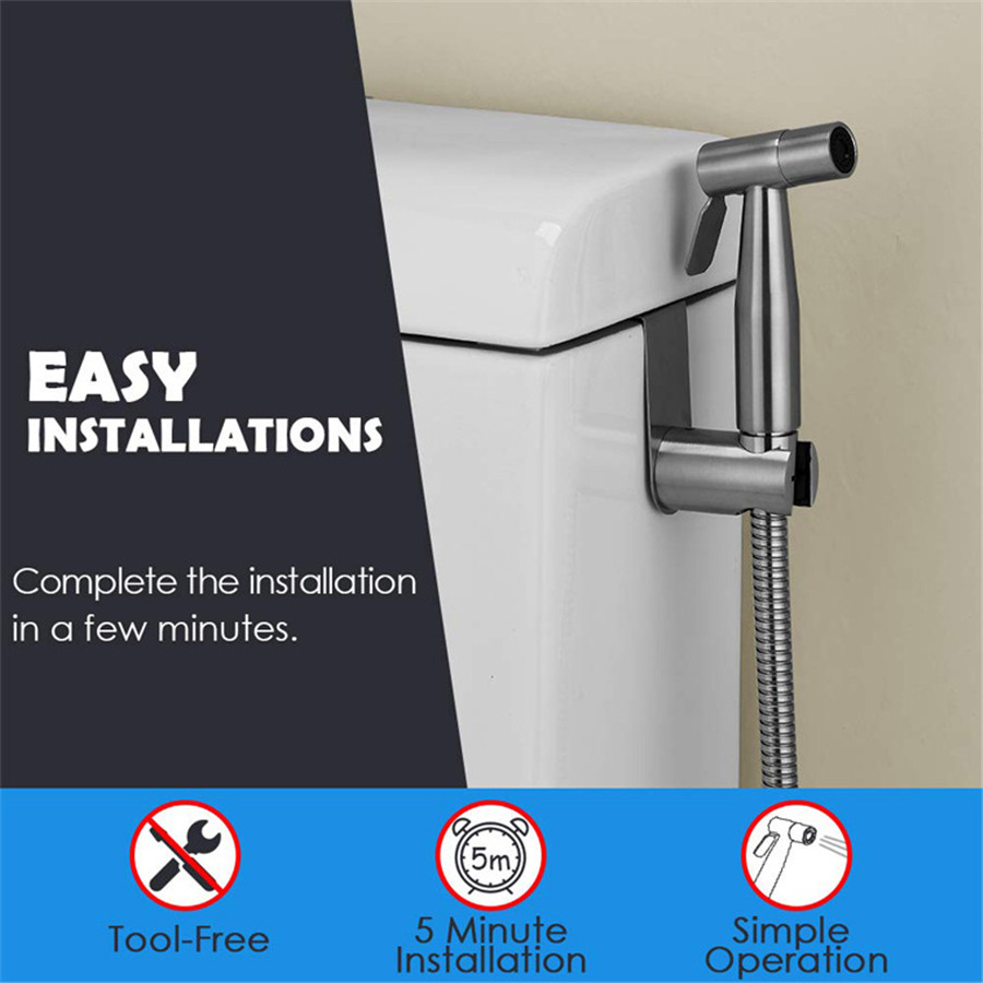 Toilet Shattaf Adapter Hose Bidet Spray Stainless Steel Handheld