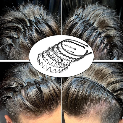 6Pcs Metal Hair Headband Wave Style Hoop Band Comb Sports Hairband Men